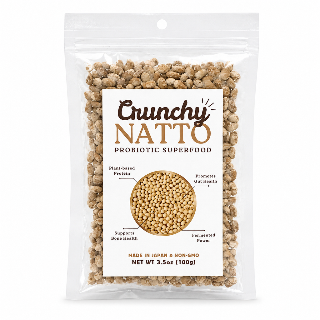 Crunchy Natto Freeze-Dried Fermented Soybeans, High Protein Japanese Snack, 100g (3.5oz)